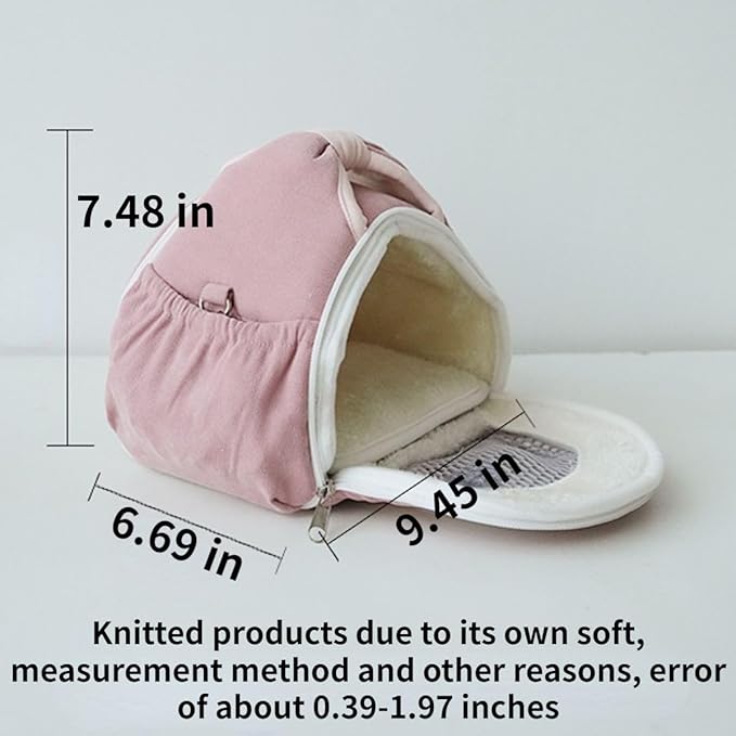 Parrots Outdoor Carriers Bag Portable Parrots Handbag with Mesh Window Bag and Pad for Parrots Bird Carrying Pet Supplies Travel Cage (Pale Pinkish Grey)