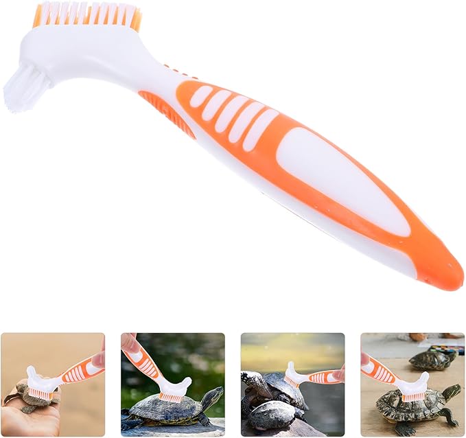 PRETYZOOM Turtle Shell Cleaning Brush for Aquatic Tortoise, Small Portable Mud Dirt Remover Brush, Orange Multi-Functional Turtle Care Tool for Reptile Health Maintenance