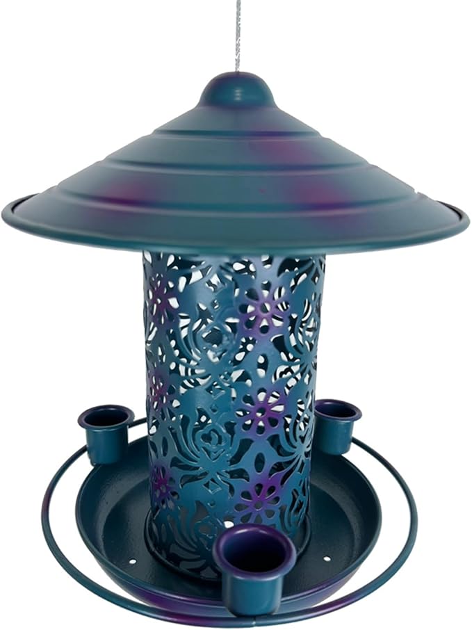 Bird Water Feeder Garden Decorations Multiple Feeders Easy Filling Metal Hanging Food Station Food Trays for Outside