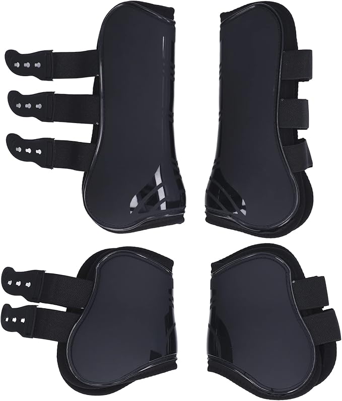 Horse Boots, 4Pcs PU Shell Protective Horse Tendon Boots, Horse Splint Boots for Front Legs and Rear Legs, Protective Horse Leg Wraps, Leg and Support for Riding, Jumping(XL)