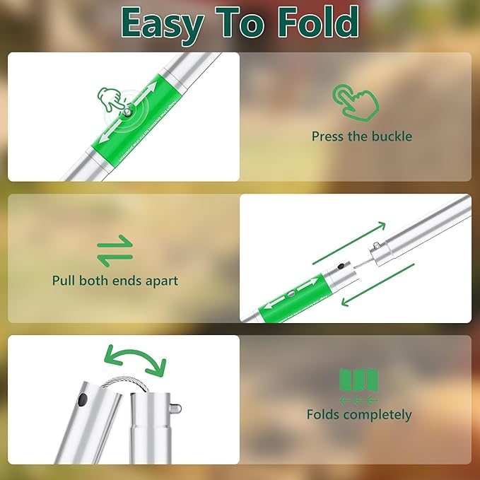 50 Inch Collapsible Snake Tongs, Heavy Duty Rust Proof Stainless Steel Snake Grabber Tool with Non-Slip Rubber Coated Jaw & Handle, 3-Section Folding Reptile Catcher for Catching & Wildlife Handling