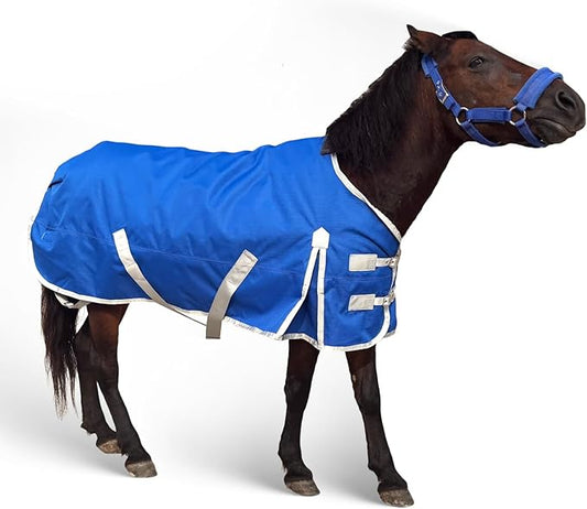 Horse Care Blanket Foal Mini Horse Size 47"-55" Winter 1200D Premium Turnout Horse Blanket with 220g Polyfill,Medium Weight Waterproof Sheets (Blue, US 51 inch (EU 100 cm))