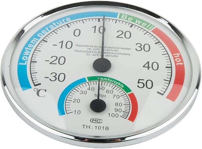 Analogue Room Climate Monitor with Temperature Humidity Gauge for Wall Mount or Stand, Indoor Use in Bathroom Sauna Nursery Bedroom Terrarium Reptile(1pcs)