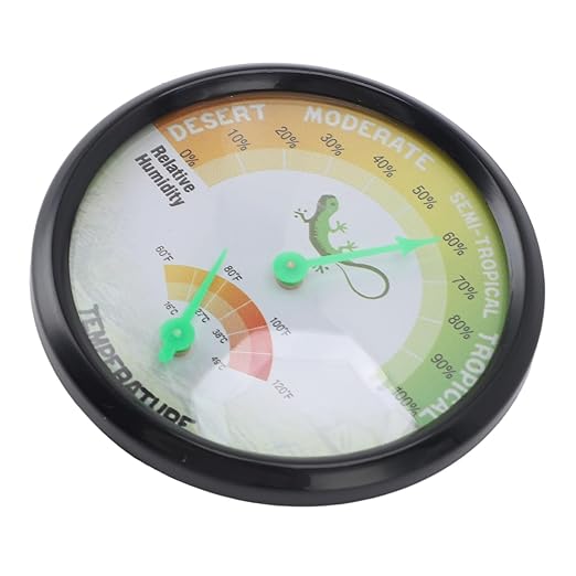 Fdit High Precision Mechanical Dial Thermometer Hygrometer Temperature Humidity for Pets Reptiles, No Battery Needed ABS PC Aluminum Dial Compact Design for Pet Crate or Small Spaces
