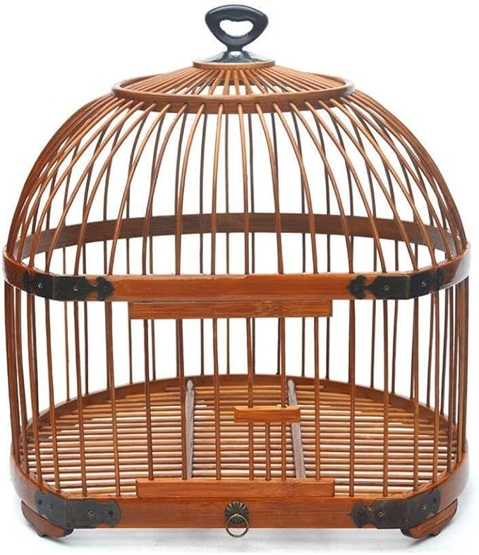 Portable Small Bird Cage, Lightweight Bamboo Travel Carrier for Parrots, Cockatiels, Lovebirds & Finches, Hanging Design for Travel & Outdoor Use