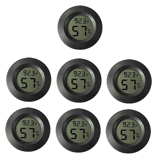 Milisten 7pcs Mini Hygrometer Thermometer for Reptile Tanks Durable Electronic Humidity and Temperature Compact Design for Indoor and Outdoor Use for Terrariums and Poultry