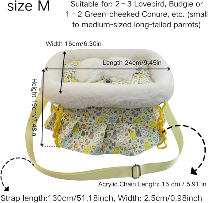 2 in 1 Warm Bird Carrier Bag, Bird Hammock Bed for Cage, Winter Travel Bag, Portable Parrot Outing Bag for Lovebird, Budgie, Conure, Quaker, Small Medium Birds (Green,Medium)
