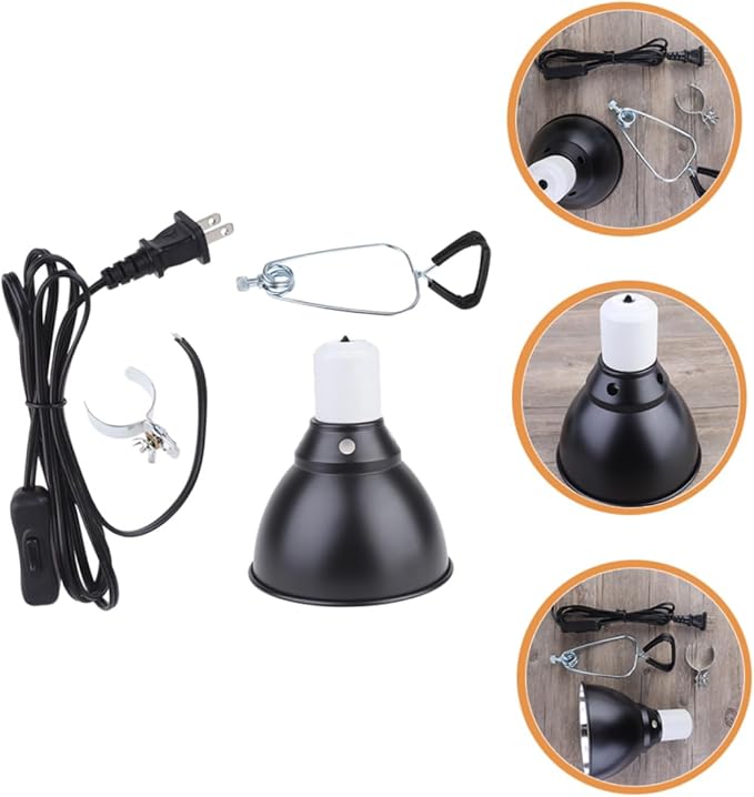 Toddmomy 110v Reptile Heat Lamp Fixture Dome Cover and Safe for Terrariums Turtle Tanks and Reptile Habitats Us