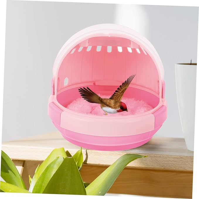 Toyvian 1Set Portable Parrot Travel Cage Carrier with Hand Held Design Outdoor Bird Nest for and Comfortable Pet Supply with Warm Pad for Travel and Hiking