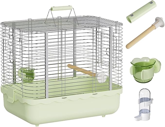 Bird Carrier Travel Cage Parakeet, Portable Outdoor Bird Cage Indoor Bird Aviary for Parrots, Canaries, Lovebirds, Quakers(Large(Green))