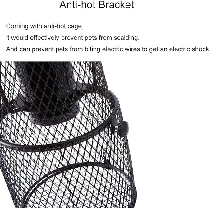 Reptile Heat Lamp Holder with Anti-hot Bracket, Pet Heat Lamp Lampshade Holder Heating Light Bulbs Holder Heating Lamp Shade with Switch for Pet Amphibian Snake Lizard Turtle Birds Chick，US Plug