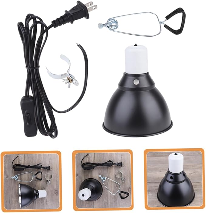 110V Reptile Lamp Fixture with Dome Cover Heat Dissipation Shade for Safe Pet Heating Compatible for Various Reptile Habitats and Heat Bulbs