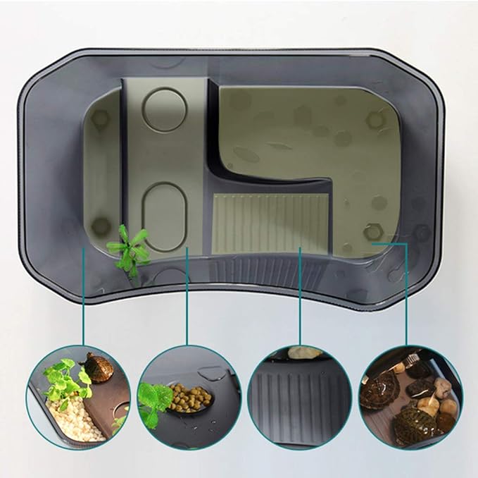 for Turtle Vivarium Box Aquarium for Breeding Box Habitat Tortoise Food Feeding Box with Basking Pl