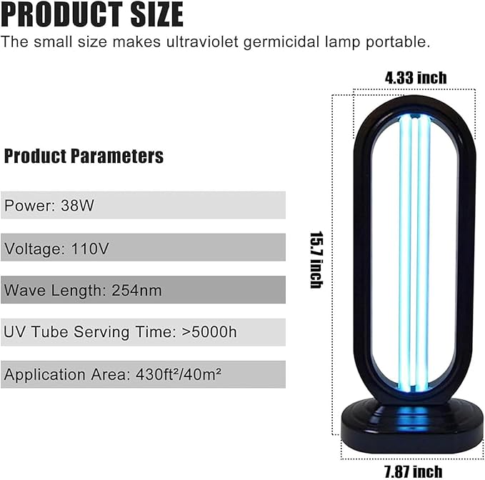 2025 New UV Light - Uv Lamp for Bedbugs, Uv Bed Bugs, UV Lamp with 4- Speed Timing and Remote Control (Black)
