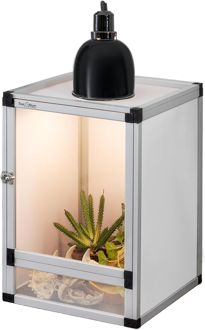 Hybrid Reptile Cage Toxirium 18"x18"x36" with Aluminum Frame, Reptile Enclosure for Gecko,Chameleon, Snake, Frog, Ventilated Tank with Screen & Acrylic Doors, Easy Assembly, Front Dual Access