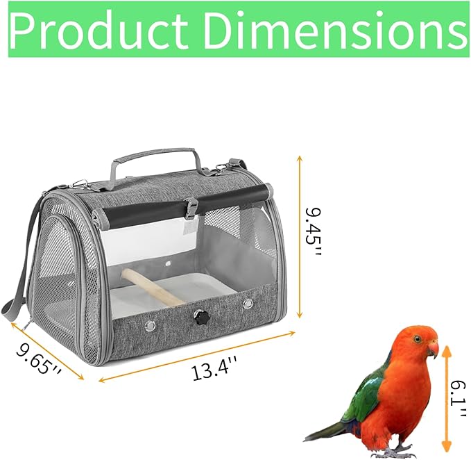 Bird Travel Bag with Stand, Small Brid Carry Cage, Pet Transparent Breathable Travel Cage, Lightweight Backpack for Parrot ＆ Small Pet