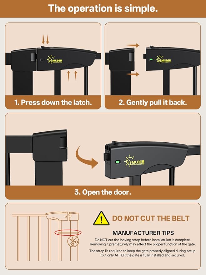 Baby Gate for Indoor Stairs & Doorways: Wide Expandable 27.9-42.1" Metal Safety Gate - Toddler Pets 30" Tall Dog Gate with Easy Install Pressure Mount Dual Lock & 2-Way Swing, Black.