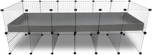 GuineaDad Piggy Condo – Premium C&C Cage with Pillars for Guinea Pigs & Small Animals with Coroplast Base | Acrylic and C&C Grids for Small Pets (Acrylic, XXL (29" x 87.5" x 28.5"))