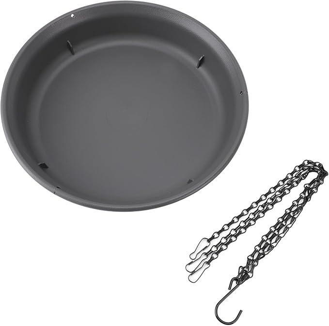 SUNGOOYUE Hanging Bird Feeder with Metal Chain, Durable Hanging Bird Bath for Courtyard Garden Decoration, Plastic Feeder Bowl for Multiple