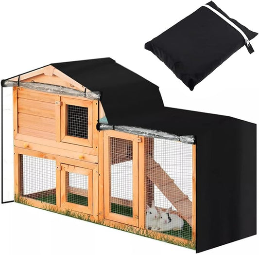 Triangle Rabbit Hutch Cover 210D Oxford Waterproof Rabbit Guinea Pig Animal Hutch Elevated Cover Dust Pet House Bunny Cage Covers (57.9x20.5x33.9in/ 147x52x86cm)