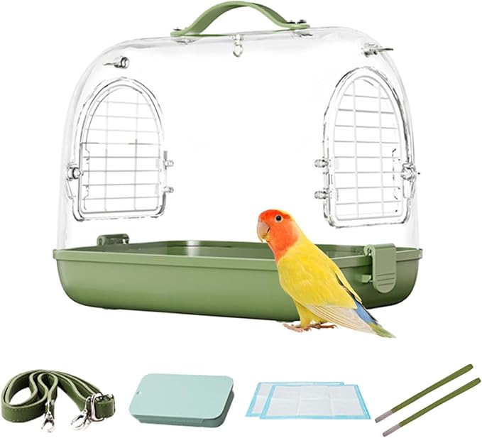 Bird Carrier - Transparent Pet Carrier Backpack | Travel Bird Cage Bag | Removable Breathable Bird Transport Bag with Viewing Window | Cockatiel Travel Accessories for Conures Parakeet Lovebirds