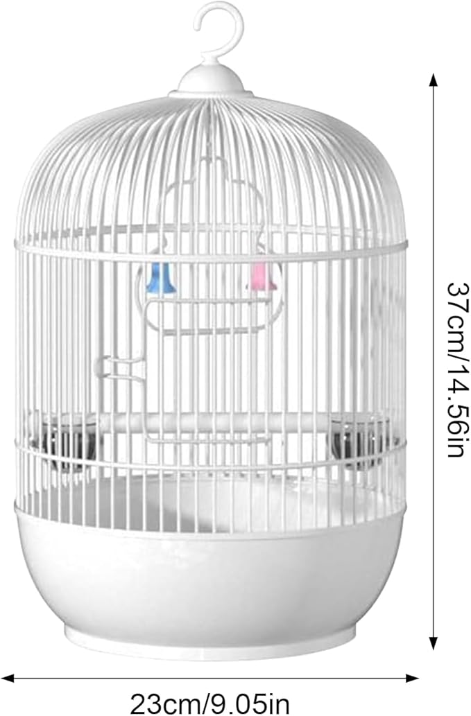 Bird Cage, Round Birdcage, Parrot Exterior Cage, Bird Carrier Cage for Birds, Round Portable Parakeet Handrail Small Bird Cage
