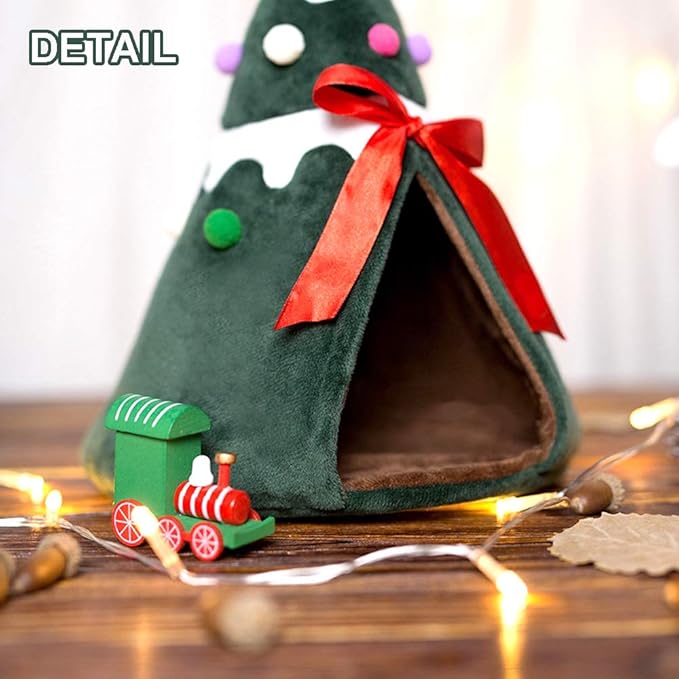 Guinea Pig Bed for Christmas, Fleece Small Animals Rat Bed Accessories, Hedgehog Nest, Hamster Mini House, Christmas Habitat Supplies for Squirrel/Sugar Glider/Bearded Dragon