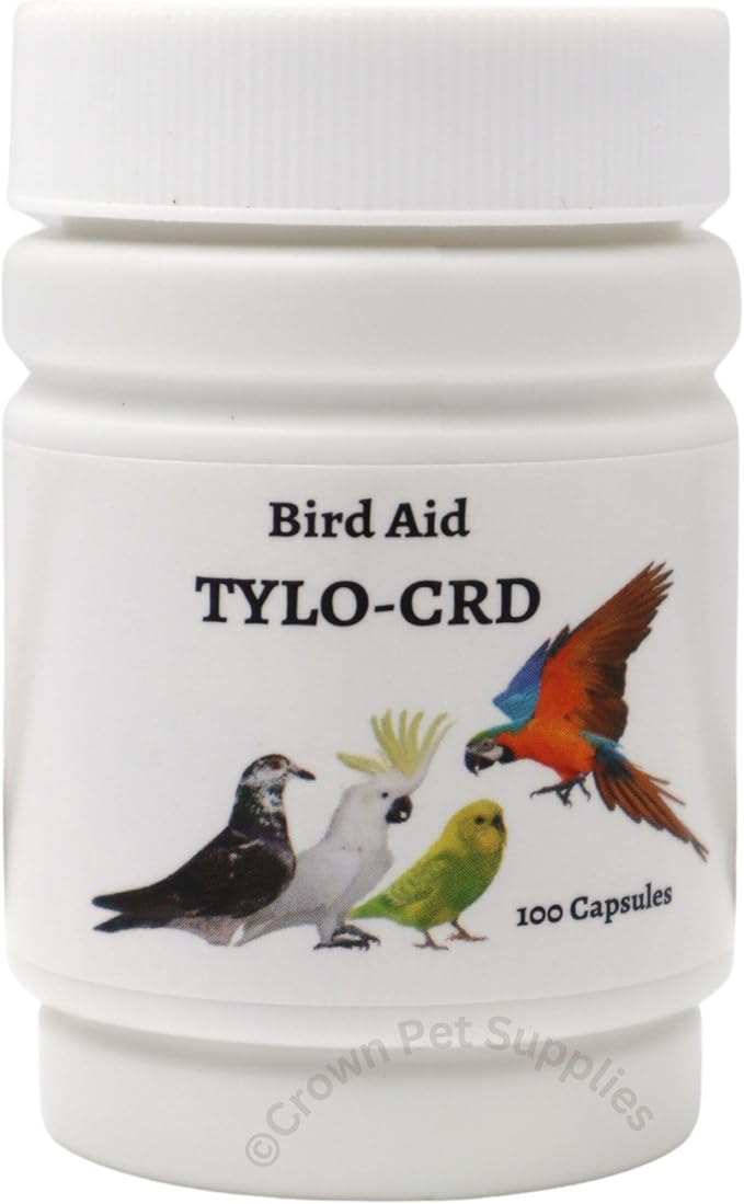 Tylo-CRD Medicine Capsules for Pigeons, Canary, Finches, Parakeet, Cockatiels, Parrots, Cage Small Birds, & Aviary Birds 100 Capsules