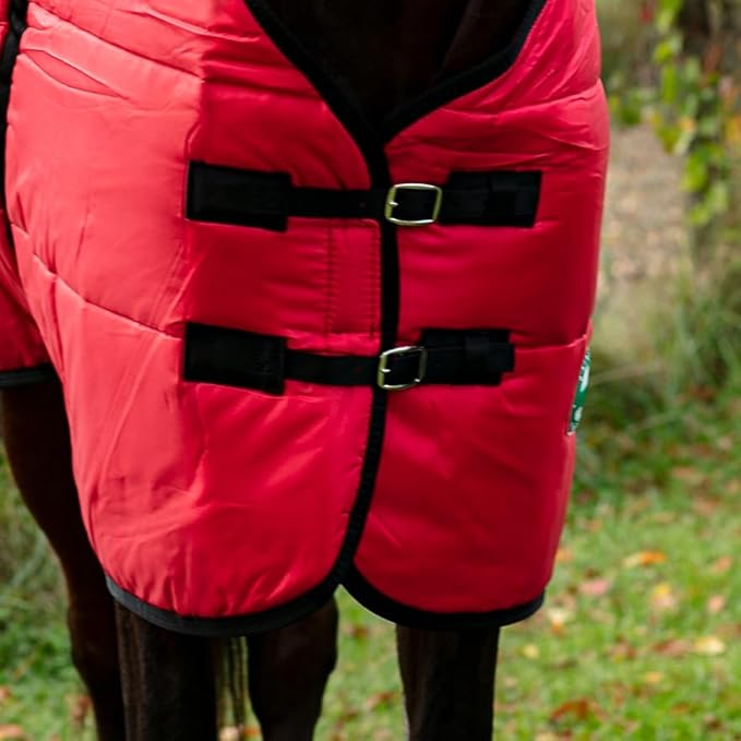 Country Pride Sentinel Channel Quilt Horse Stable Blanket, Midweight Open Front, 420D Nylon Outer Shell, 250g Poly-Fill Insulation, Wither Protection, Adjustable Leg Straps, Bias Surcingle (84, Red)
