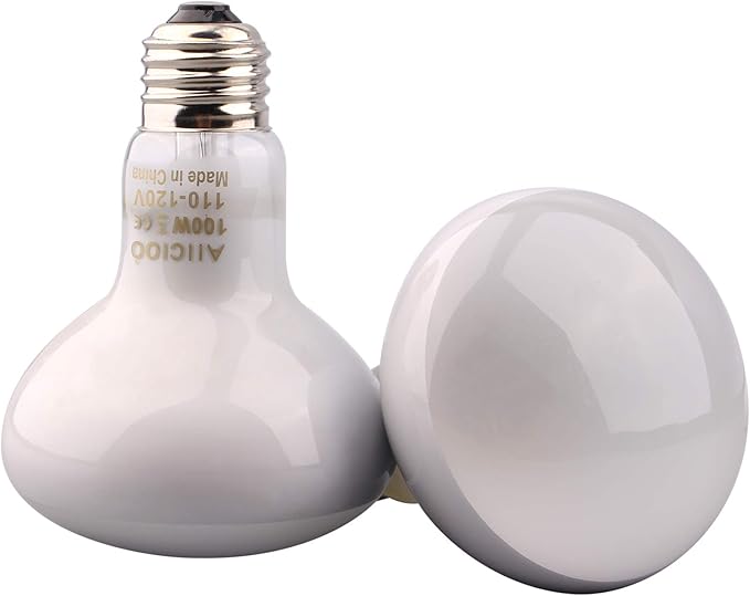 Aiicioo Reptile Basking Light Bulb - 100W Reptile Heat Lamp Basking Bulb Incandescent Light Bulb for Bearded Dragon Turtle Hermit Crab Gecko Lizard Daylight 4 Pack