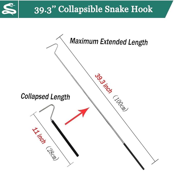 IC ICLOVER 52 Inch Snake Tong + 39.3 Inch Snake Hook, Upgrade Extra Long Professional Grabber & Collapsible Snake Hook, Best Tool Set for Moving Rattle Snake Corn Snake Kingsnakes Lizard Reptiles