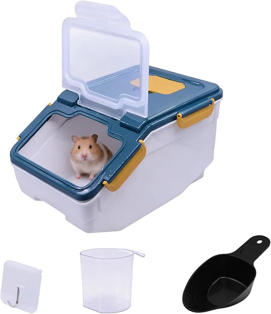 Extra Large Chinchilla Sand Bath Container Kit Plastic Dust Bath House Hamster Shower Room for Hedgehog Guinea Pig Squirrel Small Animals(Blue)