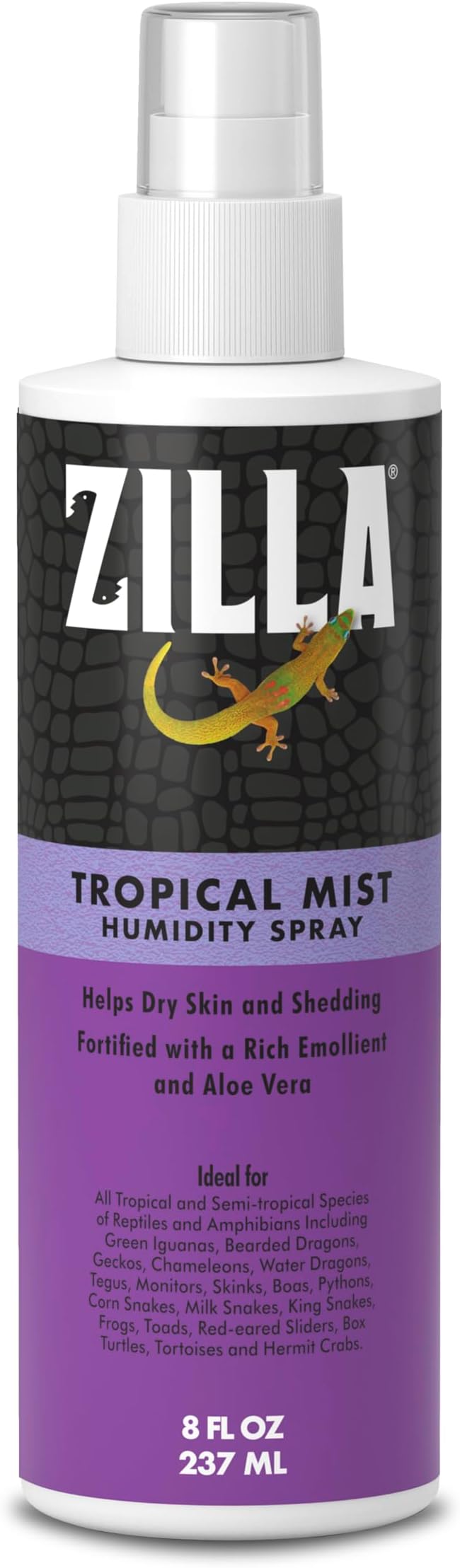 Zilla Tropical Mist Humidity Spray, Ideal for All Tropical Reptiles and Amphibians, Fortified with Aloe Vera