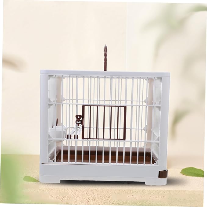 Portable Bird Travel Cage with Handle for Parakeets Small Birds and Pigeons Lightweight Plastic Carrier with Ventilation Removable Tray for Easy Cleaning Outdoor Flight Cage for