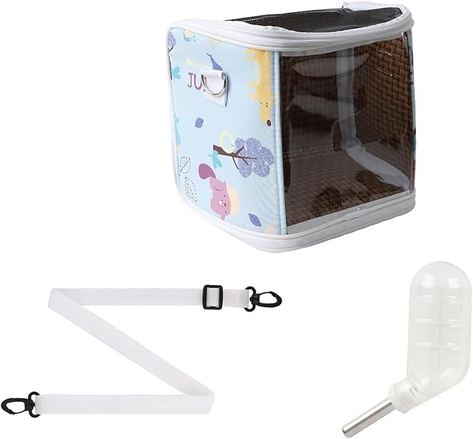PVC Pet Travel Bag with Water Dispenser Breathable Net Panel Transportation for Birds Parrots Outdoor Activity Pet Travel with Water Feeder