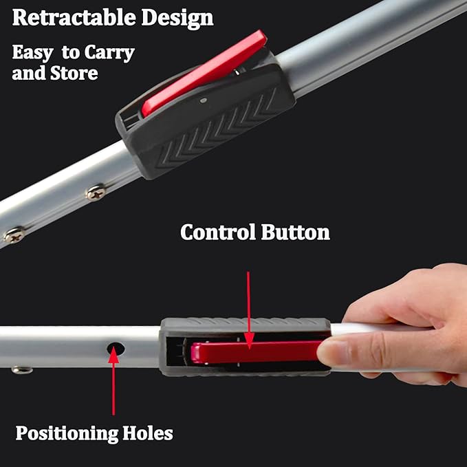 55‘’-87‘’Telescopic Snake Tong Reptile Grabber,Aircraft-Grade Aluminum Alloy Rattle Snake Catcher Wide Jaw Handling Tool with Lock，Also Get a 48‘’ Carbon Rod Snake Hook