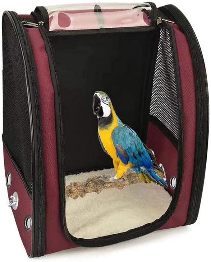 ENGENDER Bird Cage Bird Travel Backpack Bag Light Bird Carrying Bag Pet Bag Lightweight Breathable Transparent Bird Cage Carrier for Outdoor Travel Parakeet Cage(Gray)