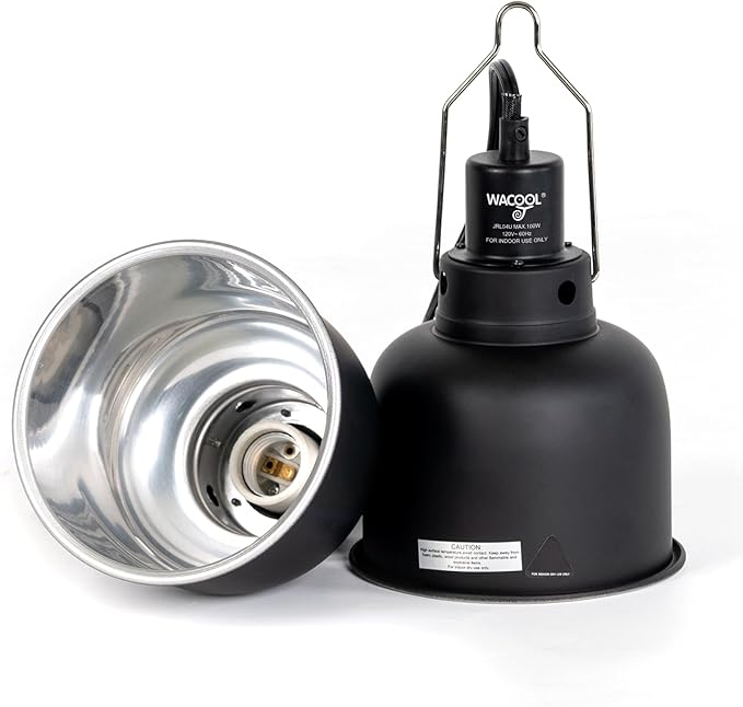 WACOOL TERRA Reptile Light Fixture 2 Pack, 5.5 in Deep Dome Reptile Heat Lamp Fixture, Optical Reflection Terrarium Light Fixture for Reptile UVB UVA Heat Basking Bulbs