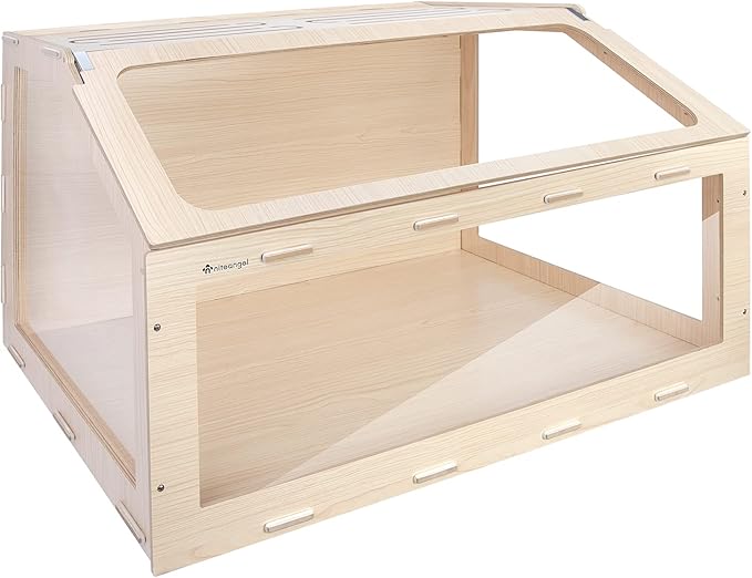 Niteangel Vista Hamster Cage W/Oblique Opening Cage Door - MDF Aspen Small Animal Cage for Syrian Hamsters Degus or Other Similar-Sized Pets (Medium - 40.7 x 22.7 x 22.9 inches, Burlywood)