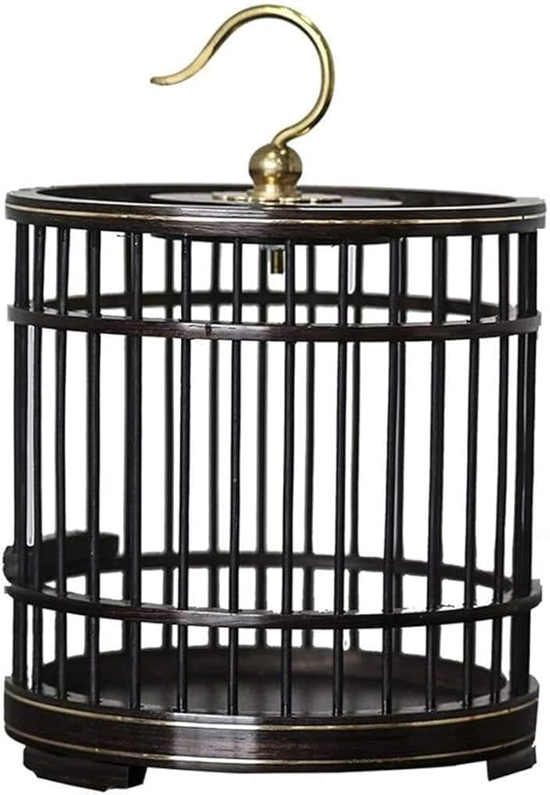Black Travel Carrier Cage Plastic Bird Cage with Hook Flight Birdcage Round Bird Aviary Bird Carrier Budgie Cage Easy Practical