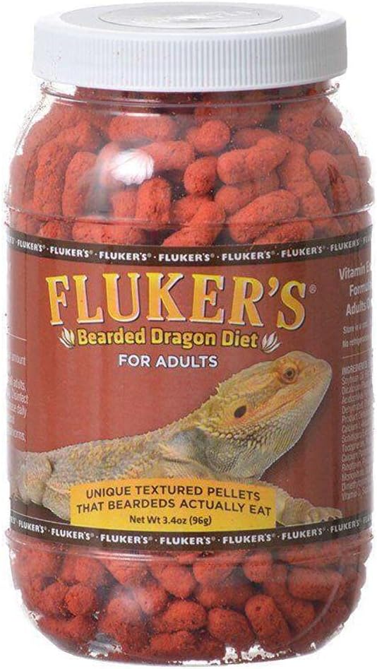 Fluker's Bearded Dragon Food, For Adult Bearded Dragons, Pellet Diet Rich in Protein, Fats, Vitamins, and Minerals, 3.4 oz