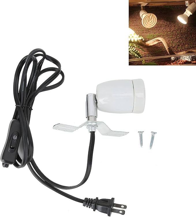Light Fixture Holder, E27 Base Bulb Socket Adjustable Reptile Lamp Holder Bracket Light Stand for Lizard Turtle Tortoise Reptile Ceramic Lamp Holder(110-240V)