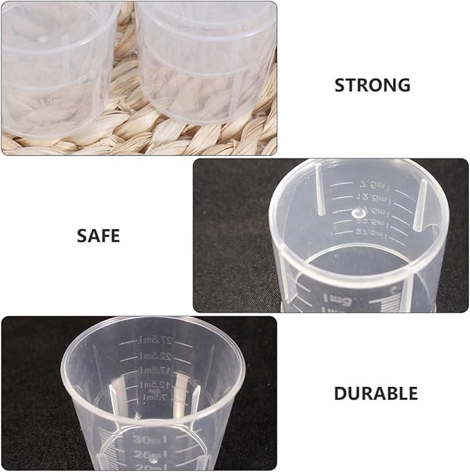 100 Pcs Reptile Food Cups and Water Bowls, Reusable Measuring Dishes with Washable Scale, White Plastic Feeding Cups for Crawling Pets and Terrarium Use