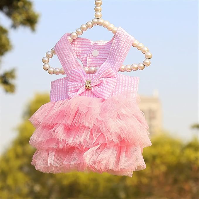 Dog Dresses, Fashion Pet Dog Clothes, Striped Mesh Puppy Dogs Princess Dresses (Purple/Pink(4pack), X-Large)