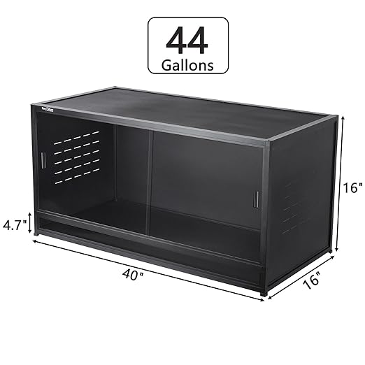 Stackable PVC Reptile Enclosures 44 Gallon ToxiRium Large Reptile 40''x16''x16 Space efficient Tank for Bearded Dragon Lizard Snake,Wide Breeding Vivarium with Sliding Glass Doors Lock-with spacers