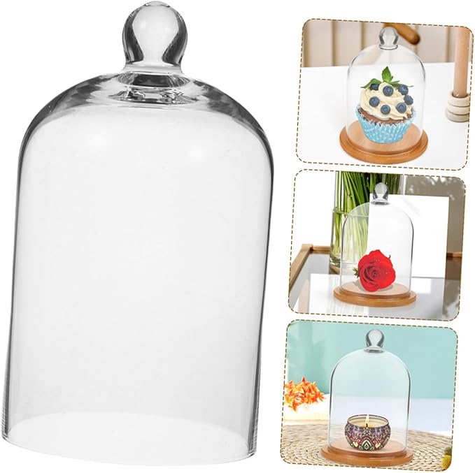 2Pcs Transparent Glass Cloche Cover for Dried Flowers Crafts Design High Visibility for Preserved Flower Display and DIY Terrariums
