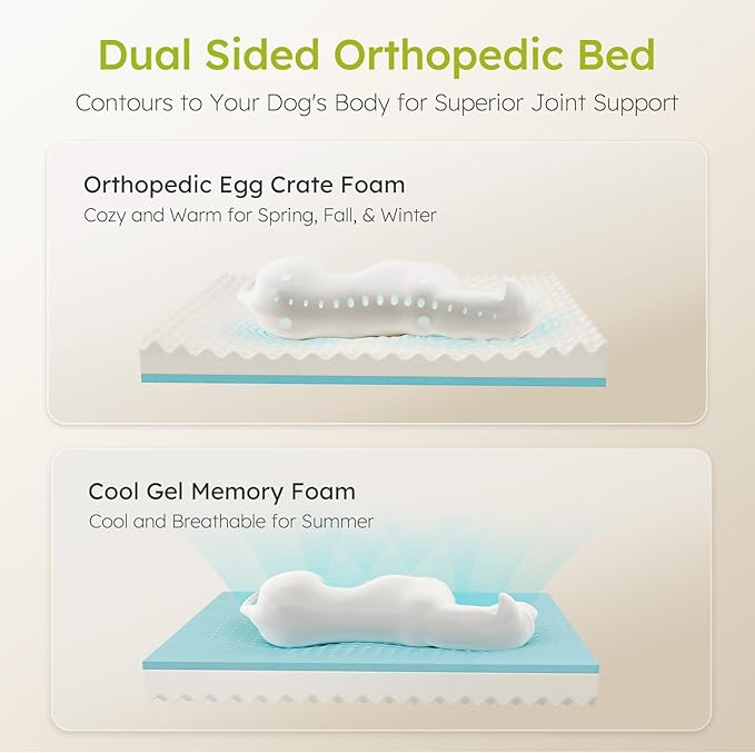CWAWZ Jumbo Dog Beds for Extra Large Dogs, Orthopedic Dog Bed with Cooling Gel Memory Foam, Waterproof Pet Bed with Removable Washable Cover, 45" Pet Sofa Couch Velvet with Bone Toy, Light Gray
