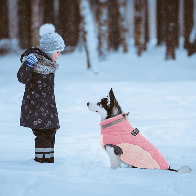 Lelepet Dog Coat Warm Dog Winter Coat Waterproof Dogs Jacket with Harness Built in Reflective Pet Fleece Vest Zip-Up Cold Weather Coats for Extra Large Dogs Turtleneck & Windproof Coats Great Dane 3XL