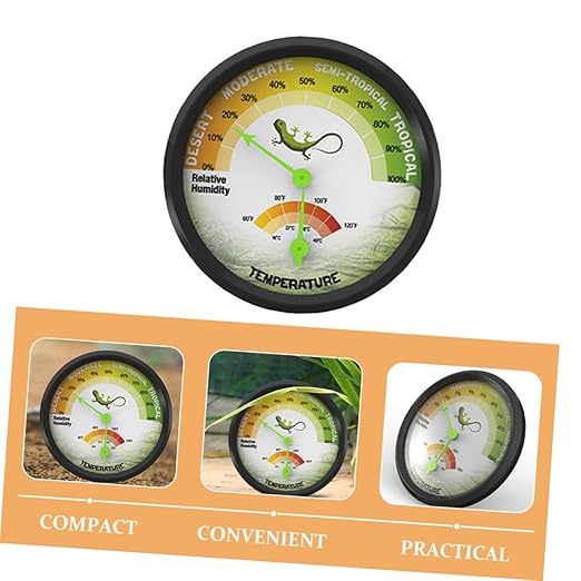Abaodam High Precision Reptile Thermometer and Humidity Gauge Mechanical Hygrometer for Terrarium and Pet Boxes Easy Install No Battery Needed