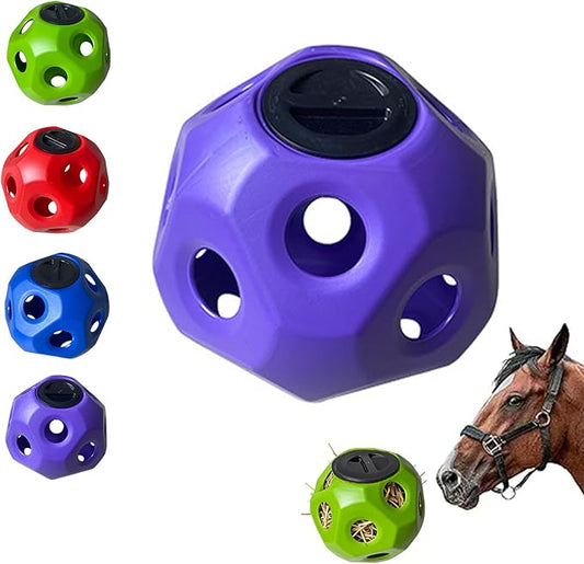 Horse Hay Ball – Interactive Horse Ball and Slow Feeder, 15.75" Large Durable and Safe Hay Feeder for Horses, Goats and Sheep, Promotes Healthy Foraging, Hangable or Ground Placement(Purple)